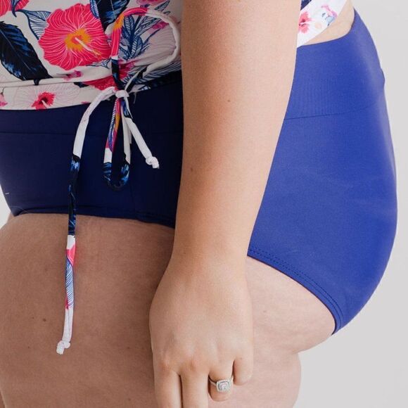 NWT 2XL - Midrise Full Coverage Briefs Bikini Swim Bottom in Blue - Picture 10 of 15